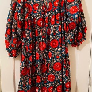 Vibrant Floral Puff Sleeve Dress